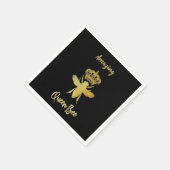 Custom QUEEN BEEN Gold Black Beverage Cocktail Serviette (Ecke)