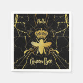 Custom QUEEN BEEN Gold Marble Getränke Cocktail Serviette (Vorderseite)