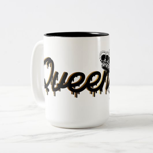 Custom Queen Gold Krone mit Name Zweifarbige Tasse (Vorderseite Links)