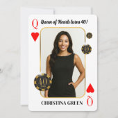 Custom Queen of Hearts Birthday Invite, Casino Einladung (Vorderseite)