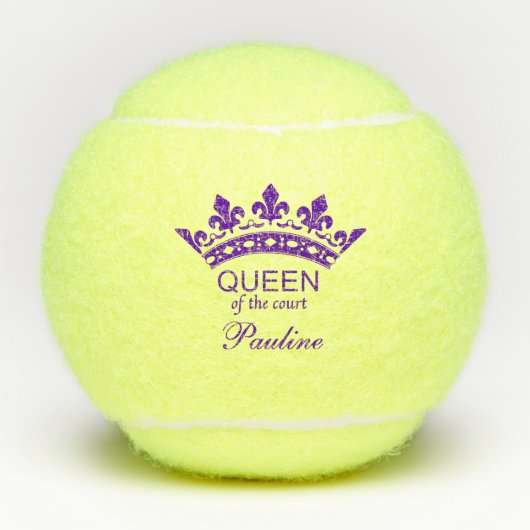 Custom Queen of the Court Lila Tennis Balls Tennisbälle (Vorderseite)