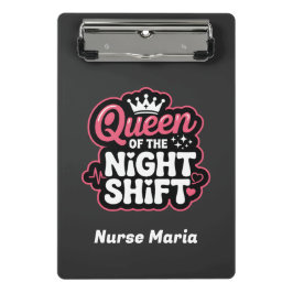 Custom Queen of the Night Shift Pink Nurse Crown Mini Klemmbrett