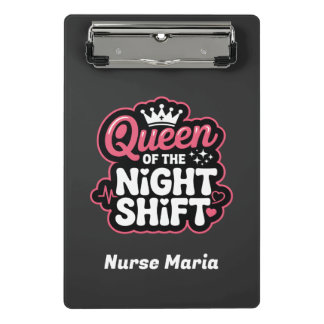 Custom Queen of the Night Shift Pink Nurse Crown Mini Klemmbrett