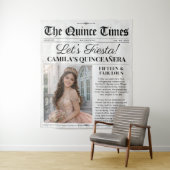 Custom Quinceañera Backdrop Newspaper Tapestry Wandteppich (Beispiel)