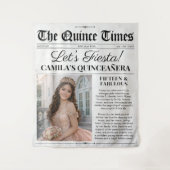 Custom Quinceañera Backdrop Newspaper Tapestry Wandteppich (Vorderseite)