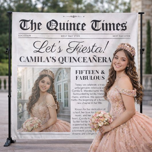 Custom Quinceañera Backdrop Newspaper Tapestry Wandteppich
