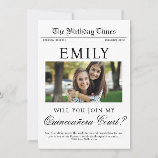 Custom Quinceañera Court Vorschlag Zeitung Karte