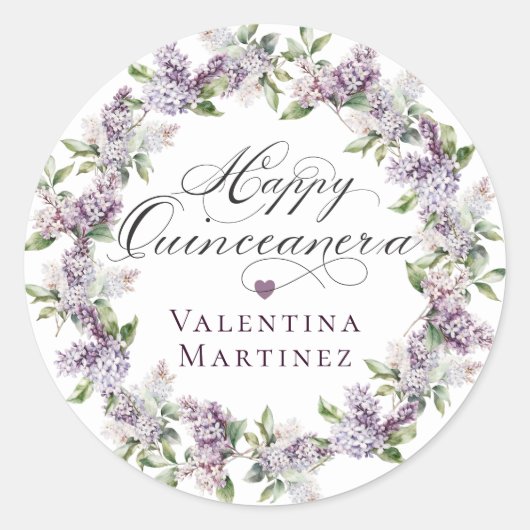 Custom Quinceanera Lila Lilac Umschlag Aufkleber (Vorderseite)