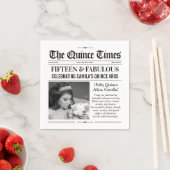 Custom Quinceañera Napkins, Miss Quince Newspaper Serviette (Beispiel)