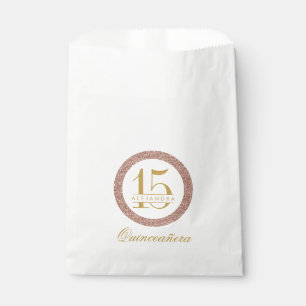 Custom Quinceanera Rose Gold Glitzer Leckerei Geschenktütchen