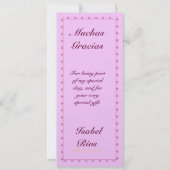 CUSTOM Quinceanera Vielen Dank an Pink Roses Einladung (Rückseite)