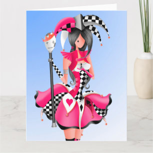 Custom Quirky Jester & Puppet King Birthday Card Karte