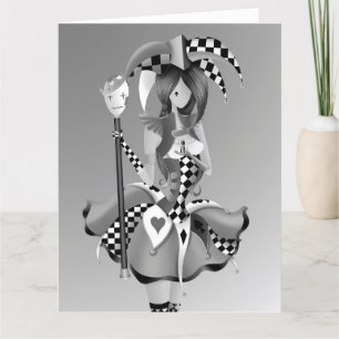 Custom Quirky Jester & Puppet King Birthday Card Karte