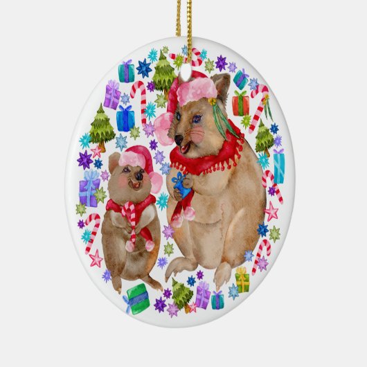 Custom Quokka-Familie Keramik Ornament (Rechts)