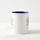 Custom Quote Blue Flowers Grow From Book Zweifarbige Tasse (Mittel)