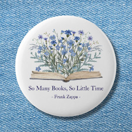 Custom Quote Blue Wildflowers Grow From Book Button