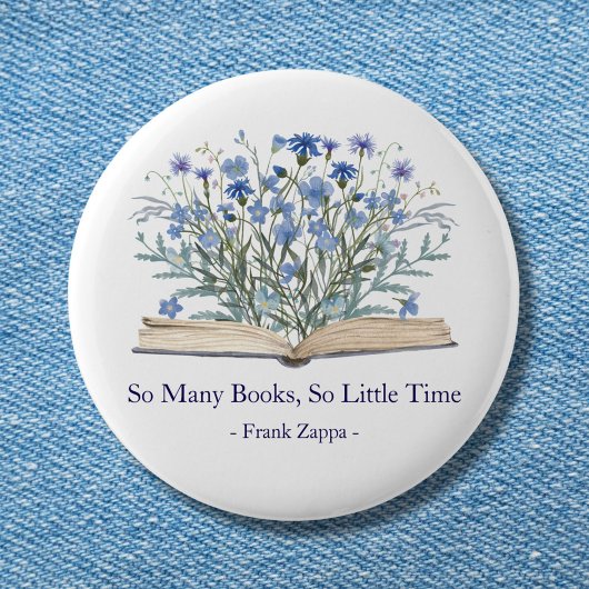 Custom Quote Blue Wildflowers Grow From Book Button