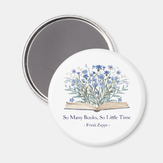Custom Quote Blue Wildflowers Grow From Book Magnet (Vorderseite/Rückseite)