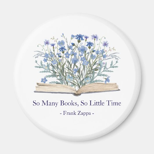 Custom Quote Blue Wildflowers Grow From Book Magnet (Vorne)