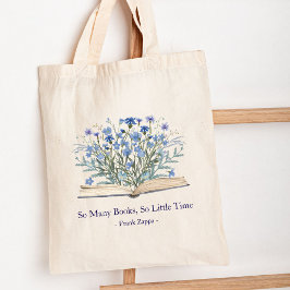 Custom Quote Blue Wildflowers Grow From Book Tragetasche