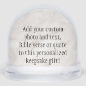 Custom Quote Saying Photo Personalized Keepsake Schneekugeln (Rückseite)