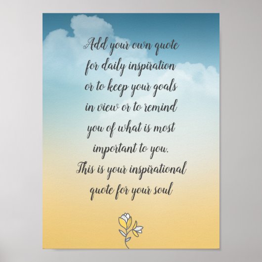 Custom Quote Script Typografy Clouds Poster (Vorne)