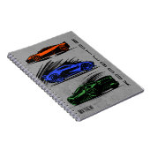 Custom Race Car Orange Blue und Green Notizblock (Rechte Seite)