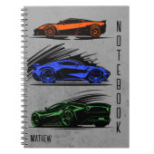 Custom Race Car Orange Blue und Green Notizblock (Vorderseite)