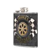 Custom Racing Flag Frisierte Auto Muscle Car Garag Flachmann (Links)