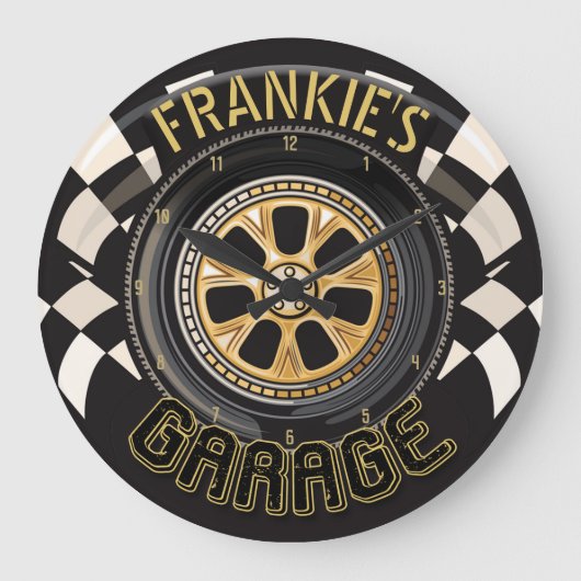 Custom Racing Flag Frisierte Auto Muscle Car Garag Große Wanduhr (Vorderseite)