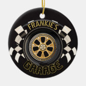 Custom Racing Flag Frisierte Auto Muscle Car Garag Keramik Ornament (Vorne)