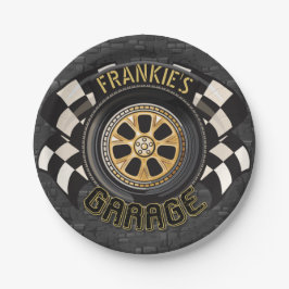 Custom Racing Flag Frisierte Auto Muscle Car Garag Pappteller