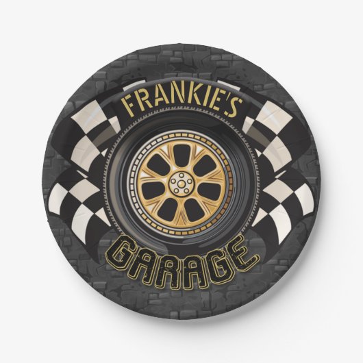 Custom Racing Flag Frisierte Auto Muscle Car Garag Pappteller (Vorderseite)