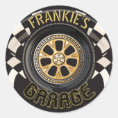 Custom Racing Flag Frisierte Auto Muscle Car Garag Runder Aufkleber (Vorderseite)