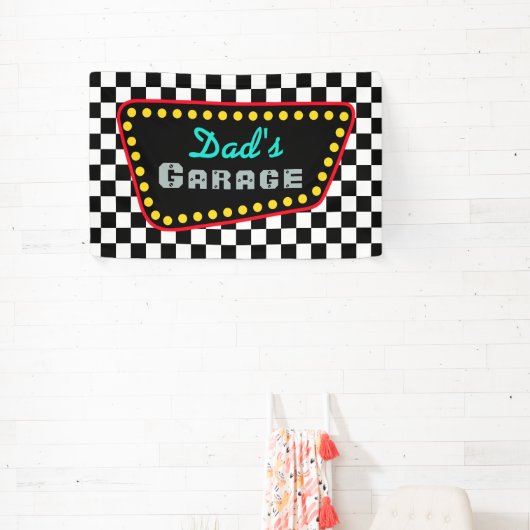 Custom Racing Flag Garage Sign Banner Gift (InSitu)