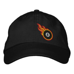 Custom Racing Flames Eight Ball Bullet Abzeichen Bestickte Baseballkappe
