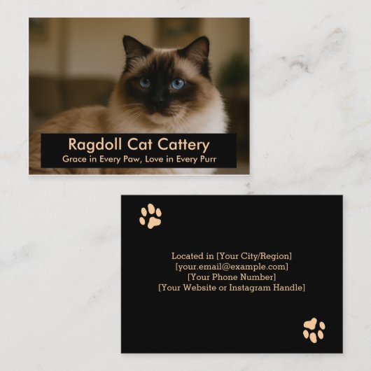 Custom Ragdoll Cat Cattery Business Card - Elegant Visitenkarte (Vorne/Hinten)