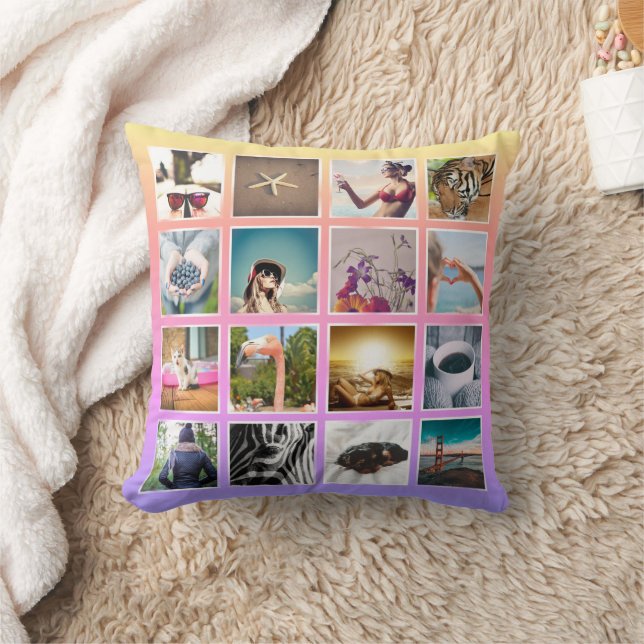 Custom Rainbow 16 Foto Collage Instagram Pillow Kissen (Decke)