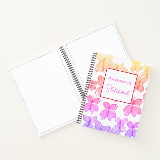 Custom Rainbow Butterfly Sketchbook Notizblock (Innenseite)