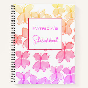 Custom Rainbow Butterfly Sketchbook Notizblock
