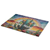 Custom Rainbow Cactus Schneidebrett (Ecke)