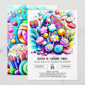 Custom Rainbow Candyland Birthday Einladung (Vorne/Hinten)