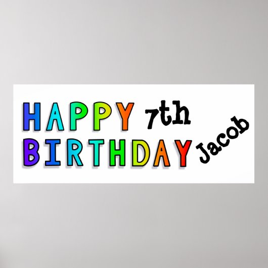 Custom Rainbow Colors Happy Birthday Poster (Vorne)