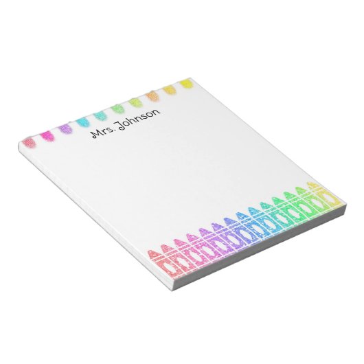 Custom Rainbow Crayon Kindergarten Lehrer Notepad Notizblock (angewinkelt)