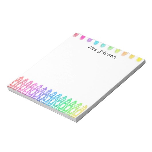 Custom Rainbow Crayon Kindergarten Lehrer Notepad Notizblock (Rotiert)