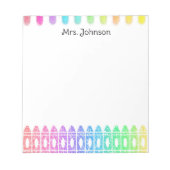 Custom Rainbow Crayon Kindergarten Lehrer Notepad Notizblock (Vorderseite)