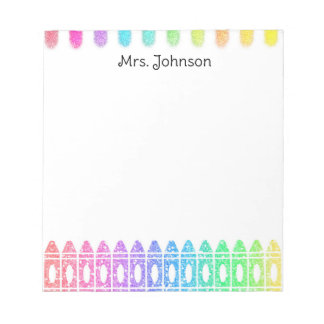 Custom Rainbow Crayon Kindergarten Lehrer Notepad Notizblock