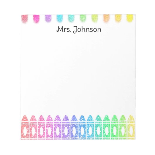 Custom Rainbow Crayon Kindergarten Lehrer Notepad Notizblock (Vorderseite)