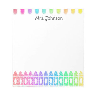Custom Rainbow Crayon Kindergarten Teacher Notepad Notizblock