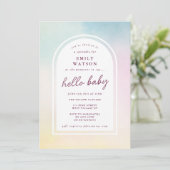 Custom Rainbow Fairy Ombre Boho Arch Baby Shower Einladung (Stehend Vorderseite)